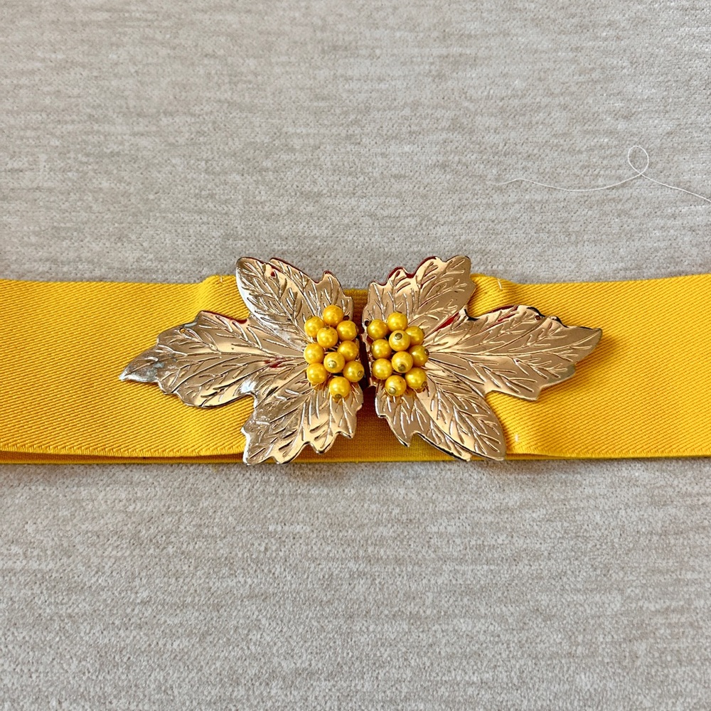 Yellow Belt with Gold Leaf Buckle